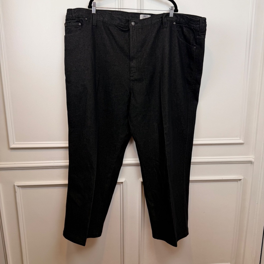 Liberty Blues Mens Black Wide Leg Side Elastic Denim Jeans 54 x 38 Big & Tall